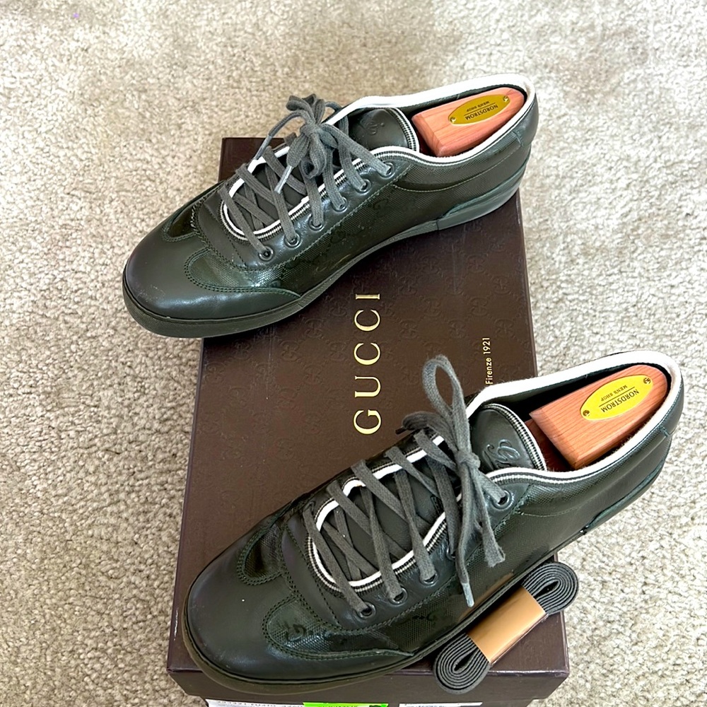 COPY - GUCCI Mens size 7.5 (7+G) Olive Green sneaker 233321 FU4TO 3260
